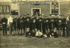 New Westminster Lacrosse Team 1910 at clubhouse