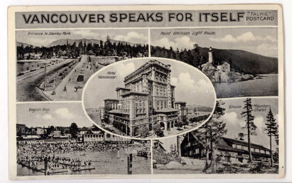SFU Postcard Collection. A Vancouver Speaks for Itself "Talkie Postcard".